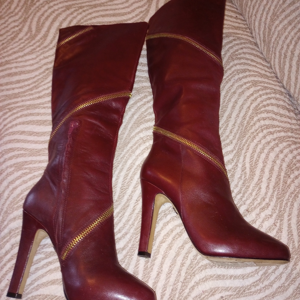 Diane Von Furstenberg Burgundy Heeled Boots